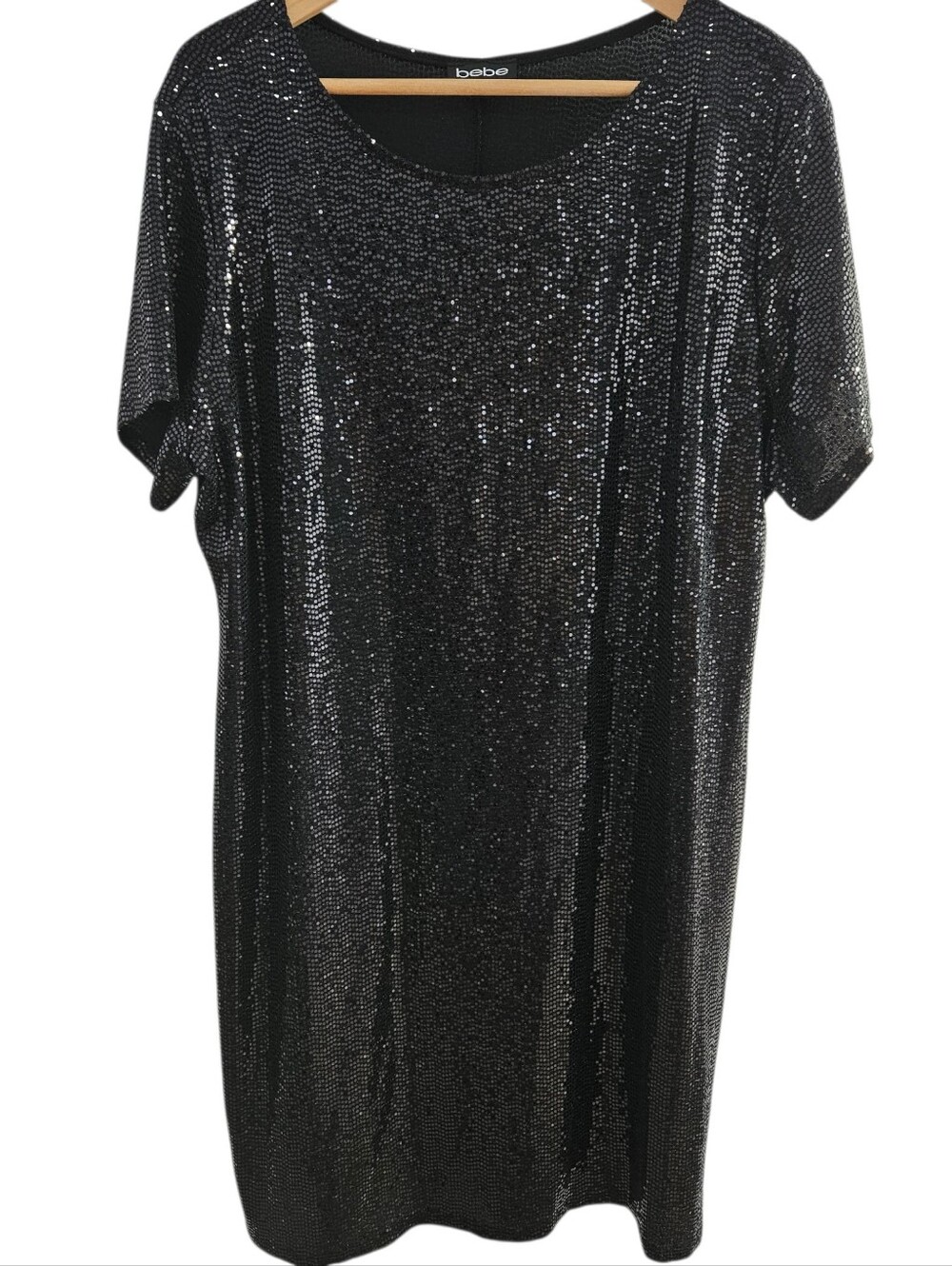 Bebe Black Sparkle Short-Sleeve Dress Short Sleeve